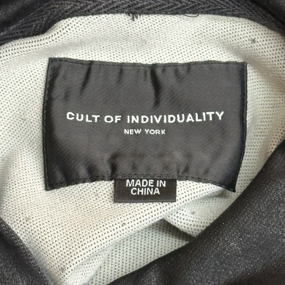 Cult of individuality Men’s waxed/coated reflective black hoodie jacket medium - Picture 2 of 4